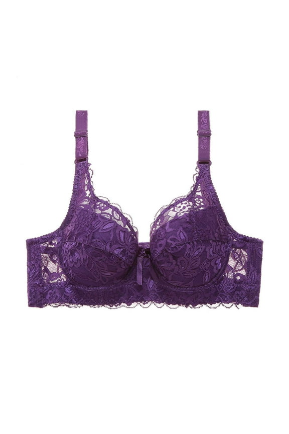 Women's Underwired Lace Non Padded Bra,Women's Push up Lace Bras Plus Size Unpadded Full Figue Underwire Support Demi See Though Bra
