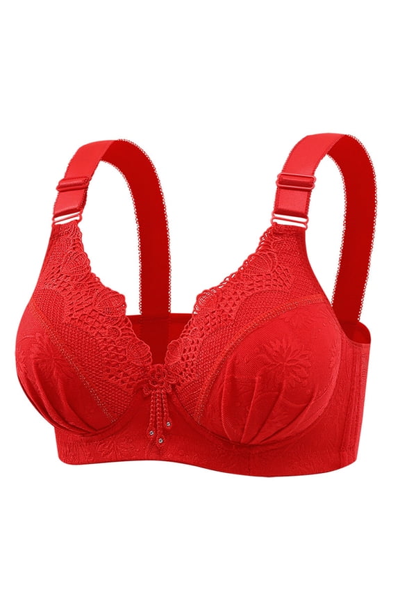 Womens Plus Size Bra Woman's Printing Lace Ventilate Sling Large Sized Bra Without Steel Rim Comfortable Wireless Padded Bras