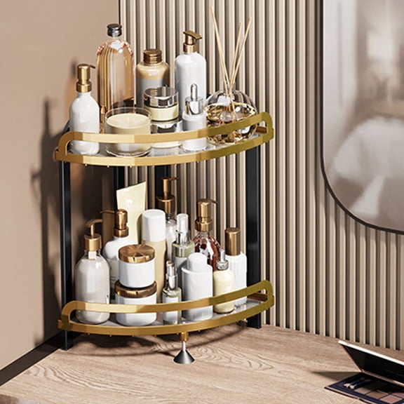 IFNWSV 2-Layer Standing Corner Caddy Shower Organizer Corner Rust-proof Bathroom Storage Shelves with Adhesives