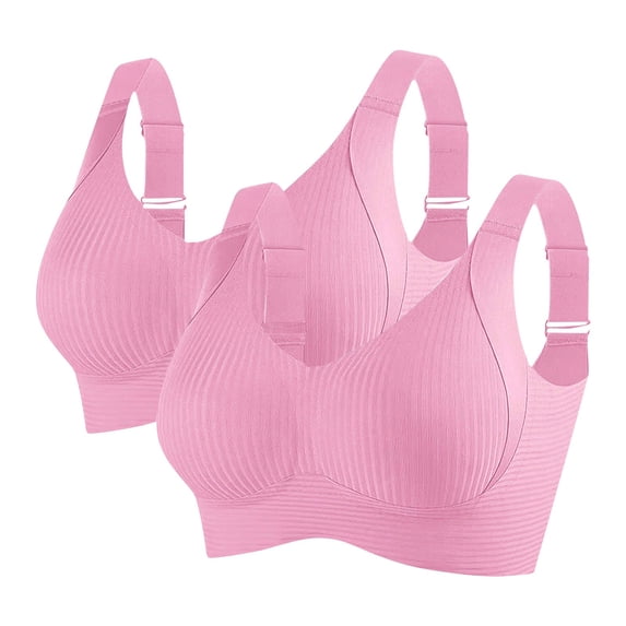IFNWSV 2 Pack Jelly Bras for Women Wireless Seamless Racerback Sports Bra Light Support Breathable Daily Pink 38BC