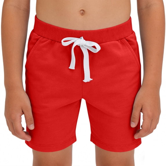 IFNWSV Boys Athletic Shorts Summer Solid Color Cotton Elastic Waist Lightweight Sporty Casual Pants Red 0-1 Years