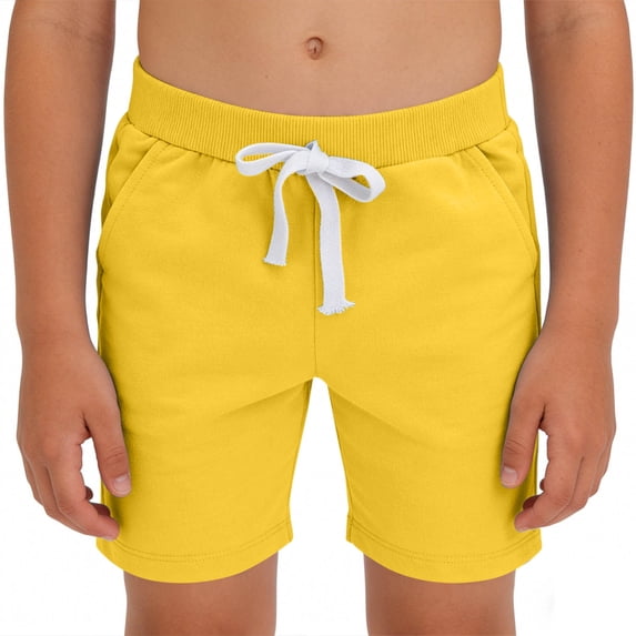 IFNWSV Boys Athletic Shorts Summer Solid Color Cotton Elastic Waist Lightweight Sporty Casual Pants Yellow 2-3 Years