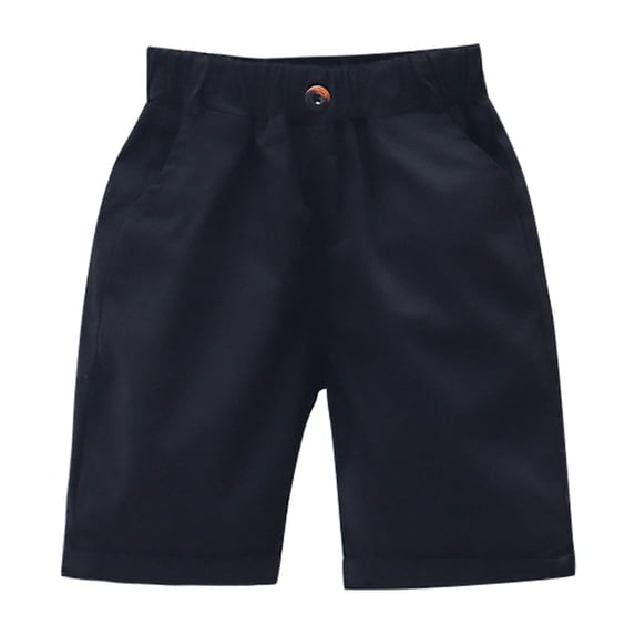 IFNWSV Boys Cargo Shorts Solid Color Cotton Elastic Waist Summer Casual School Uniform Pants Black 9 Years