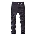 thumbnail image 1 of IFNWSV Boys Jeans Ripped Distressed Elastic Waistband Loose Straight Leg Stretchy Comfortable Casual Denim Pants Black 13 Years, 1 of 2