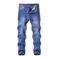 thumbnail image 1 of IFNWSV Boys Jeans Ripped Distressed Elastic Waistband Loose Straight Leg Stretchy Comfortable Casual Denim Pants Blue 11 Years, 1 of 2
