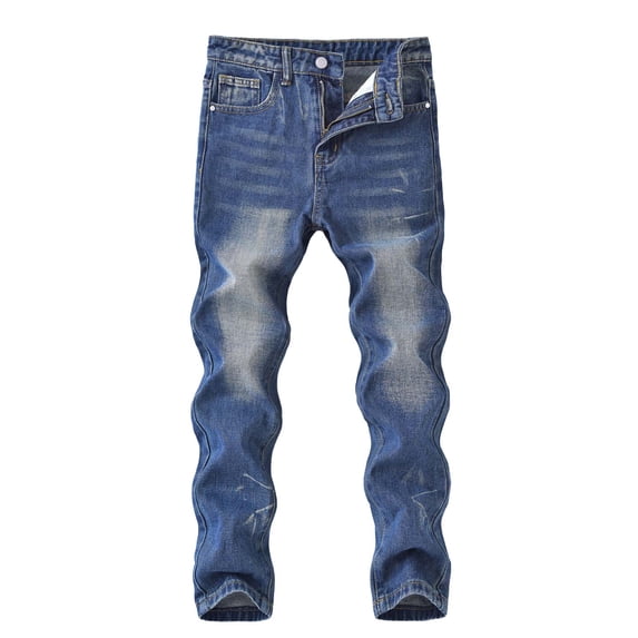 IFNWSV Boys Jeans Ripped Distressed Elastic Waistband Loose Straight Leg Stretchy Comfortable Casual Denim Pants Blue 9 Years