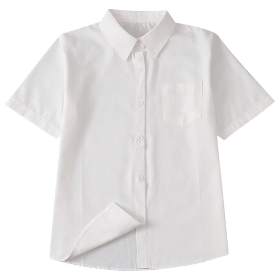 IFNWSV Boys Shirts 10-16 Years Middle Aged Kids Casual Solid Color Pocket Button Short Sleeve Lapel Top shirt Beige 14-16 Years