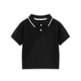 thumbnail image 1 of IFNWSV Boys Shirts Summer Casual Solid Color Short Sleeve Lapel Top Black 6 Years, 1 of 3