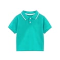 thumbnail image 1 of IFNWSV Boys Shirts Summer Casual Solid Color Short Sleeve Lapel Top Mint Green 10 Years, 1 of 3