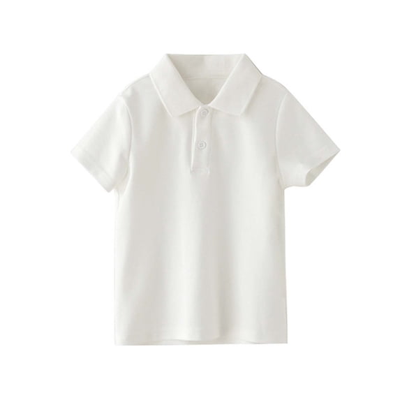IFNWSV Boys Shirts Summer Casual Solid Color Short Sleeve Round Neck Shirt White 3 Years