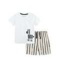 thumbnail image 1 of IFNWSV Boys Summer Outfits Kids Casual Loose Short Sleeve with Elastic Waist and Shorts Two Piece Set White 6 Years, 1 of 3