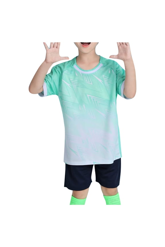 IFNWSV Boys Summer Outfits Kids Gradient Basketball Suit Set Training Kit Sweat Absorbing Side Pockets Sports Suit Mint Green 6 Years