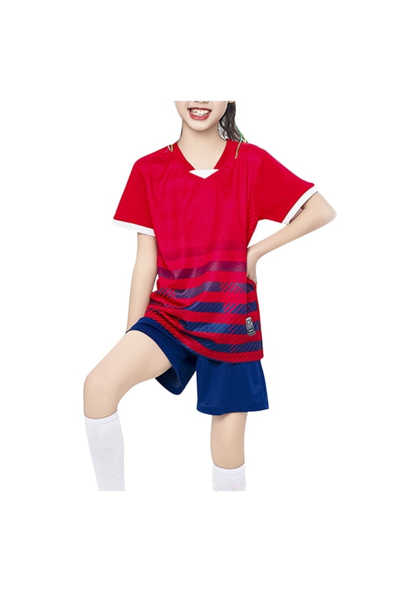 IFNWSV Boys Summer Outfits Kids Gradient Basketball Suit Set Training Kit Sweat Absorbing Side Pockets Sports Suit Red 5 Years