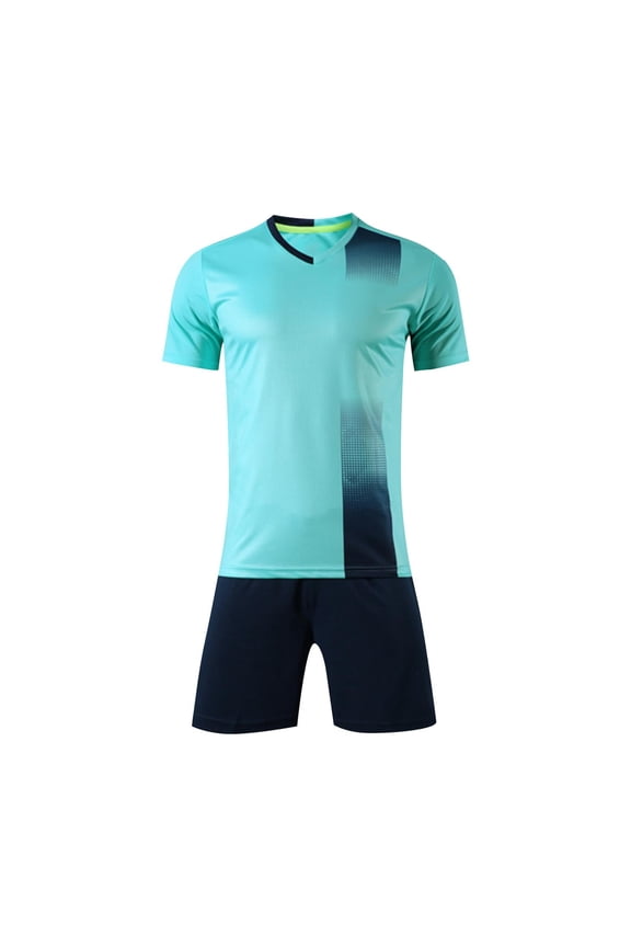 IFNWSV Boys Summer Outfits Kids Gradient Basketball Suit Set Training Kit Sweat Absorbing Side Pockets Sports Suit Sky Blue A 5 Years