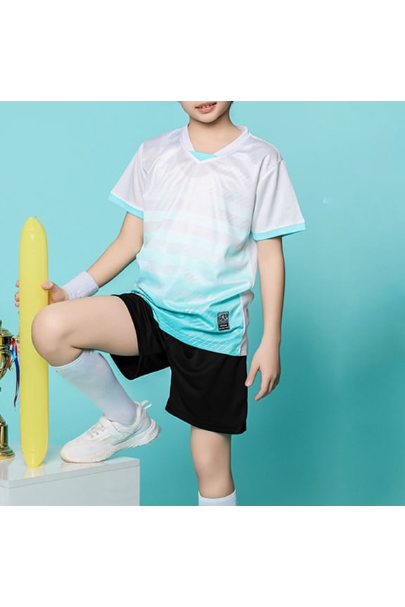 IFNWSV Boys Summer Outfits Kids Gradient Basketball Suit Set Training Kit Sweat Absorbing Side Pockets Sports Suit White 4 Years