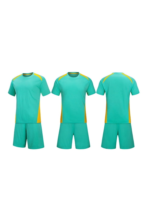 IFNWSV Boys Summer Outfits Kids Solid Color Football Suit Set for Campus Sports Games Performance Matches Training Uniforms and Jerseys for Teens Green 8-9Years