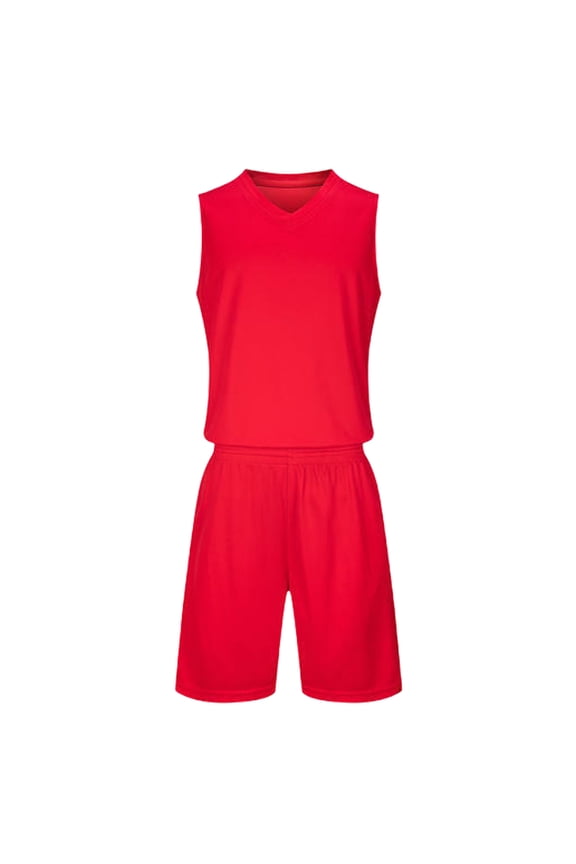 IFNWSV Boys Summer Outfits Kids Solid Color Football Suit Set for Campus Sports Games Performance Matches Training Uniforms and Jerseys for Teens Red D 8-9Years