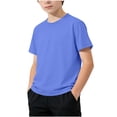 thumbnail image 1 of IFNWSV Boys T Shirts Kids Solid Color Round Neck Short Sleeve T-shirt Large Outdoor Sports Breathable Top Blue 9-10 Years, 1 of 7