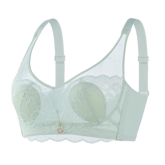 IFNWSV Bras for Women Lace Trim Wireless Push Up Breathable Soft Lightweight Daily Full Coverage Support Bra Mint Green 38BC