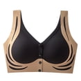 thumbnail image 1 of IFNWSV Bras for Women No Underwire Front Closure Seamless Push Up Lightweight Breathable Daily Full Coverage Comfort Bra Black 46D, 1 of 4
