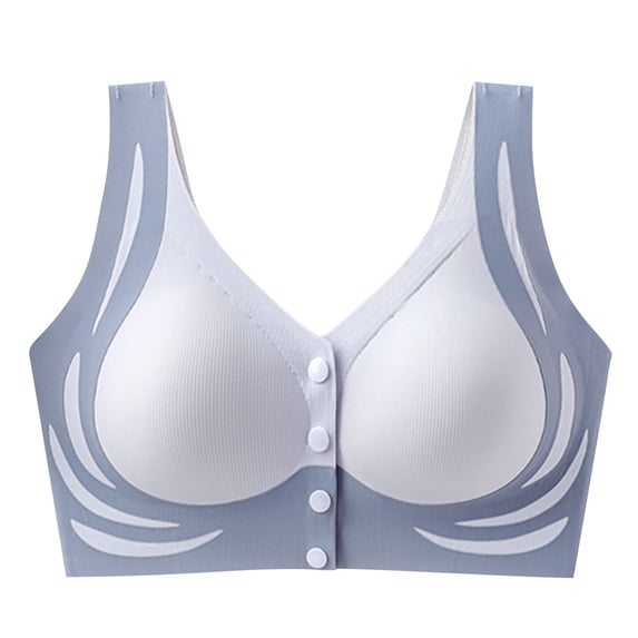 IFNWSV Bras for Women No Underwire Front Closure Seamless Push Up Lightweight Breathable Daily Full Coverage Comfort Bra Gray 38BC