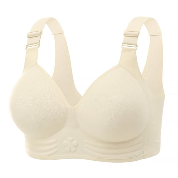 IFNWSV Bras for Women No Underwire Plus Size Comfort Breathable Push Up Thin Smooth Tank Daily Bra Beige 38BC