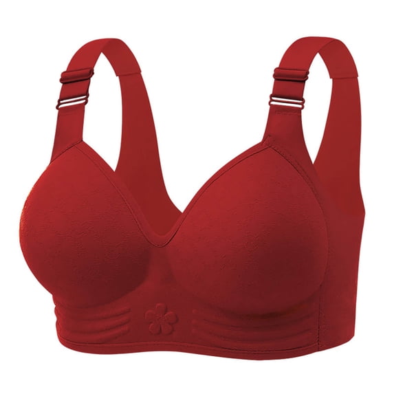 IFNWSV Bras for Women No Underwire Plus Size Comfort Breathable Push Up Thin Smooth Tank Daily Bra Red 48D