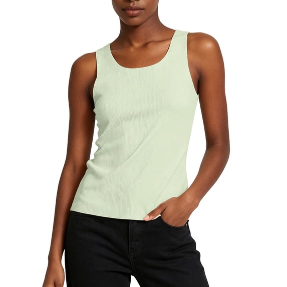 IFNWSV Camisole Tops for Women U Neck Sleeveless Solid Color Lightweight Layering Basic Cami Top Green S