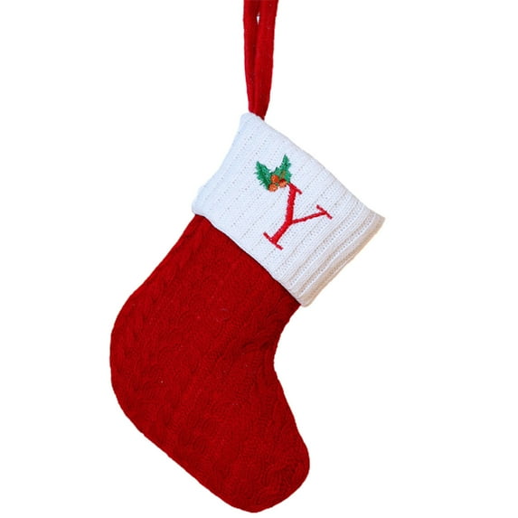 IFNWSV Christmas Stockings Knitted Xmas Hanging Stocking Embroidered Letter Socks Christmas Tree Ornaments for Family Holiday Party Decor