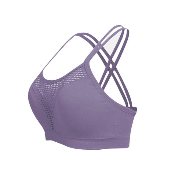 IFNWSV Comfort Sports Bra Wireless Solid Color Thin Strap Light Support Breathable for Gym Running