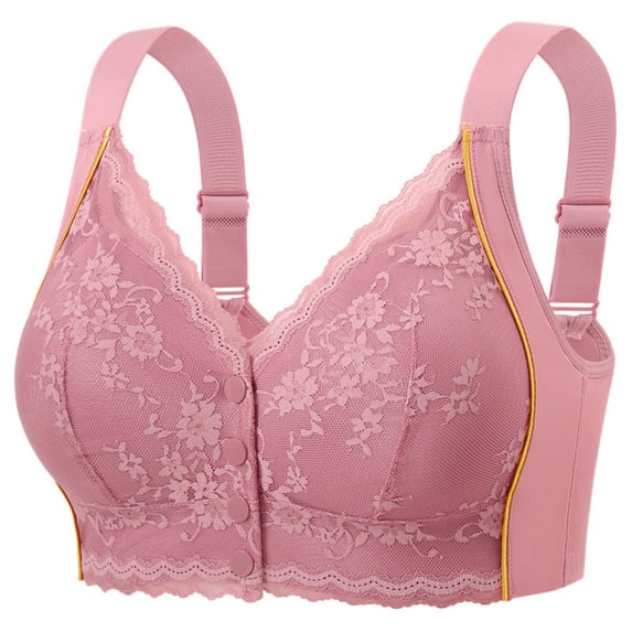 IFNWSV Front Closure Wireless Lace Bras for Women Ultra Thin Push Up Breathable Light Support Soft Everyday Bra Pink 40BC