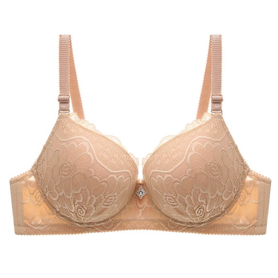 IFNWSV Full Coverage Bras for Women Underwire Lightly Lined Push Up Bra Seamless Adjustable Daily Support Beige 48D