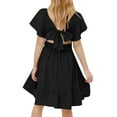 thumbnail image 1 of IFNWSV Girl Tops Ruffle Short Sleeve Tie Back Dress Kids Off Shoulder A-line Dresses Black 14 Years, 1 of 7