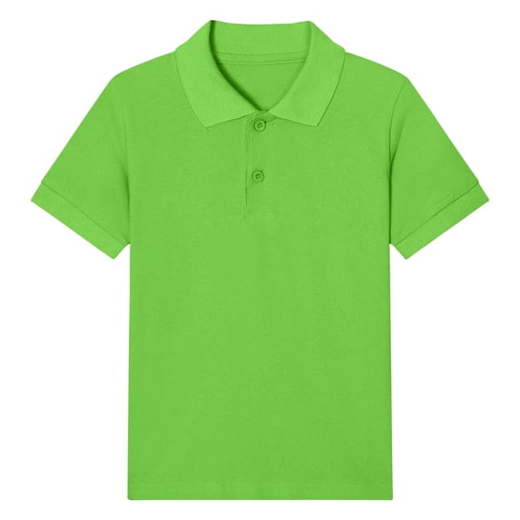 IFNWSV Girl Tops Teens Solid Color Lapel Short Sleeve T-shirt Mid Size Casual and Comfortable Top Green 5 Years