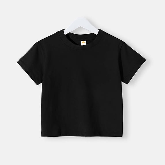 IFNWSV Girl Tops Toddler Baby Kids Comfortable Solid Color Short Sleeve T-shirt Top Black 3-4 Years
