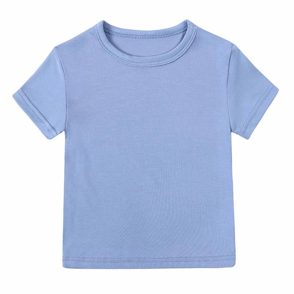 IFNWSV Girl Tops Toddler Kids Boys Fashion Cute Solid Color Loose Soft Short Sleeve Blue 6 Years