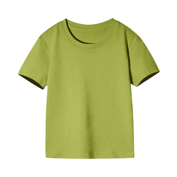 IFNWSV Girl Tops Toddler Kids Comfortable Solid Color Short Sleeve Cotton T-shirt Army Green 2 Years