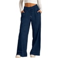 thumbnail image 1 of IFNWSV Girls Athletic Pants Solid Thin Elastic Waist With Pockets Pleated Line Design Navy 4-5 Years, 1 of 6