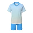 thumbnail image 1 of IFNWSV Girls Athletic Sets 2 Piece Short Sleeve Round Neck Thin and Breathable Top and Shorts with Pocket Set Blue 8-10 Years, 1 of 7