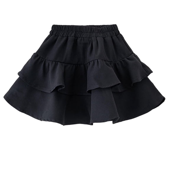 IFNWSV Girls Athletic Skirt Knee Length Elastic Waist Solid Color Cotton Blend Skirt 5-6 Years