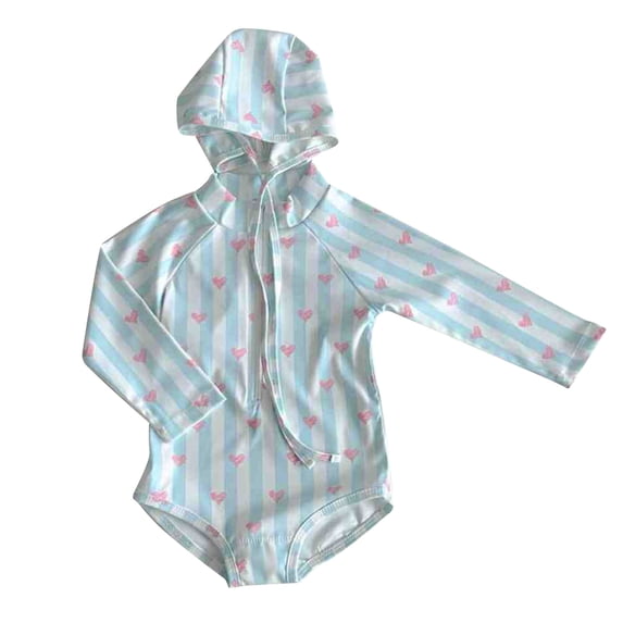 IFNWSV Girls Bathing Suit Summer Long Sleeve Sun Protection Easy To Dry Swimsuit swim Hat Light Blue 2 Months