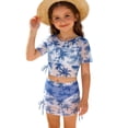 thumbnail image 1 of IFNWSV Girls Bathing Suit Summer Print Split-body Swimsuit Four-piece Set Blue 10 Years, 1 of 7