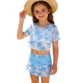 thumbnail image 1 of IFNWSV Girls Bathing Suit Summer Print Split-body Swimsuit Four-piece Set Sky Blue 10 Years, 1 of 7