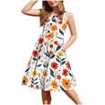 thumbnail image 1 of IFNWSV Girls Dress Sleeveless Round Neck Solid Color Cotton Blend Dress Knee Length 6-7 Years, 1 of 6