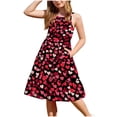 thumbnail image 1 of IFNWSV Girls Dress Sleeveless Round Neck Solid Color Cotton Blend Dress Knee Length 4-5 Years, 1 of 6