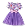 thumbnail image 1 of IFNWSV Girls Dresses Print Skirt Kids Dress Summer Style Sleeve Dress Mesh Dress Purple 4 Years, 1 of 5