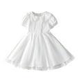 thumbnail image 1 of IFNWSV Girls Dresses Summer Clothing Kids Solid Color Western-style Short Sleeve Lace Lapel White Dress Lace Gauze Skirt Princess Skirt Short Sleeve Lapel Dress White 7 Years, 1 of 7