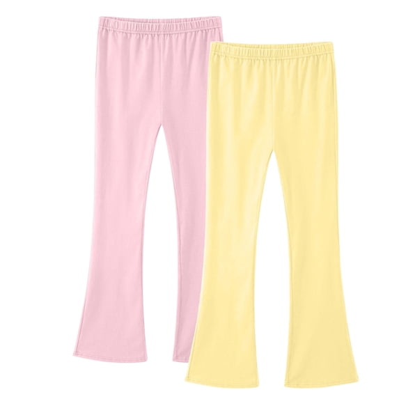 IFNWSV Girls Flare Pants 2 Pack Solid Yoga Bell Bottom Long Tights Elastic Waist Multicolor 11 Years