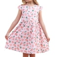 thumbnail image 1 of IFNWSV Girls Floral Dress Short Sleeve Round Neck Lightweight Summer Sundress with Pockets and Ruffle Trim Pink 2-3 Years, 1 of 4