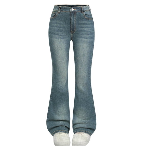 IFNWSV Girls Jeans Solid Slim Stretch Slight Flare Denim Long Pants Light Blue 6-7 Years